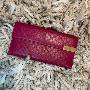 Authentic GUCCI GG Pattern Long Bifold Wallet Patent Leather Bordeaux Italy